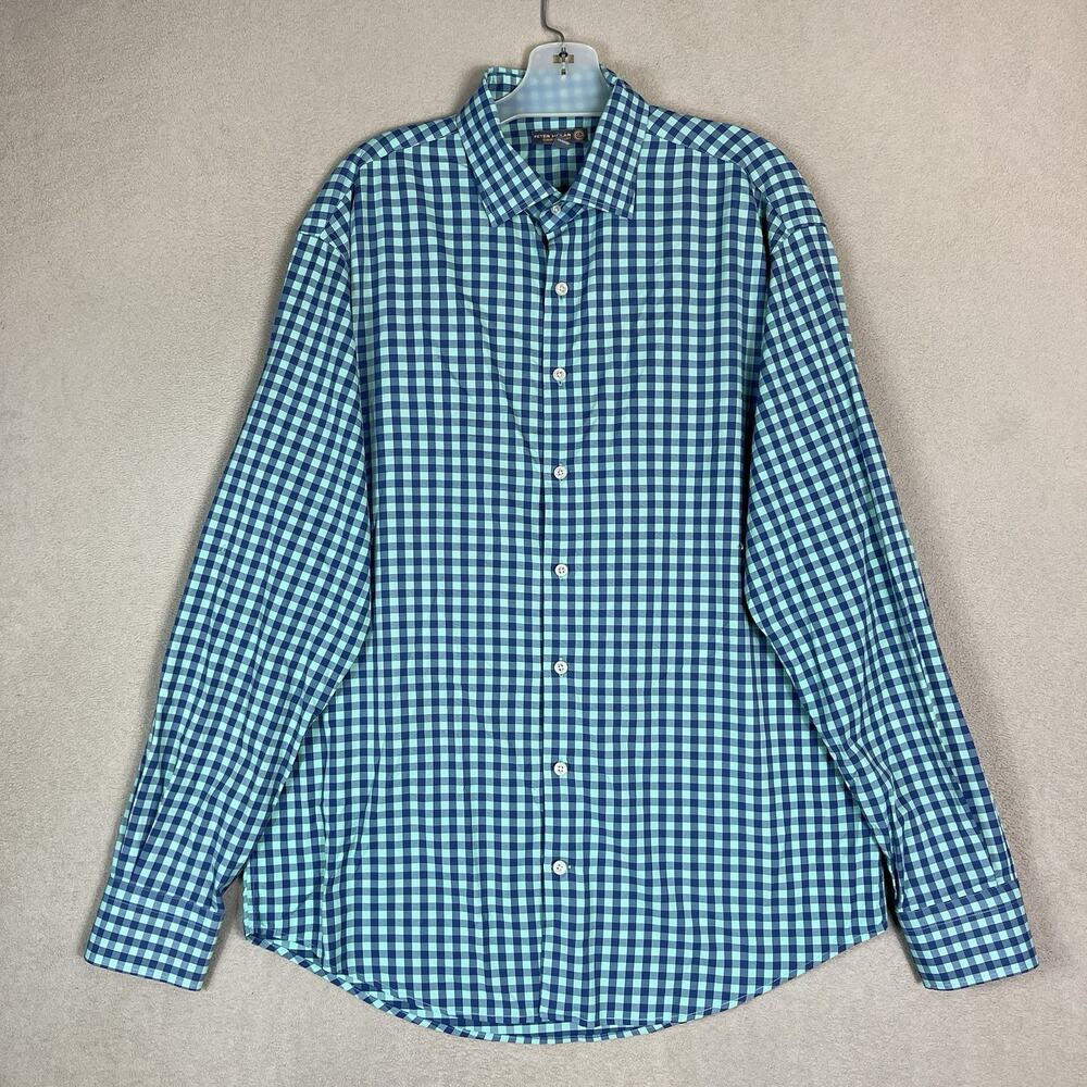 Peter Millar Shirt Mens‎ L Multicolor Plaid Summer Comfort Long Sleeve Stretch